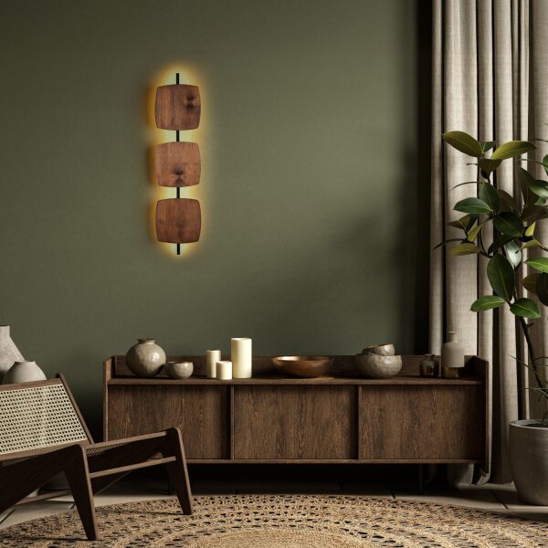 LED Wandleuchte indirekt 3000K Holz Braun H:95,5 cm