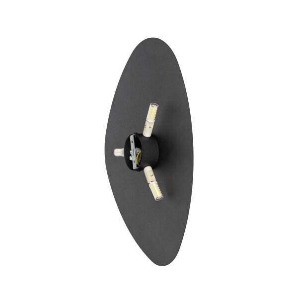 Wandlampe indirekt 3-flammig Schwarz Metall G9 H:37 cm