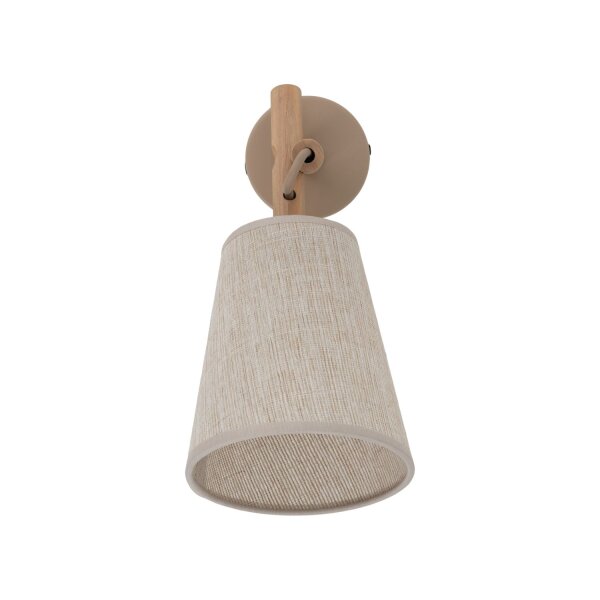 Wandleuchte Stoff Holz Grau E27 H:28 cm Skandinavisch