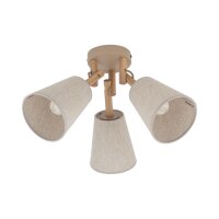 Deckenleuchte Stoff Holz Grau E27 B:46 cm Skandinavisch
