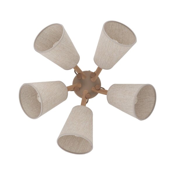 Deckenlampe Stoff Holz Grau E27 B:49 cm Skandinavisch