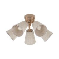 Deckenlampe Stoff Holz Grau E27 B:49 cm Skandinavisch