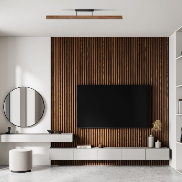 LED Deckenleuchte Holz Nuss 3000K L:120,5 cm Modern