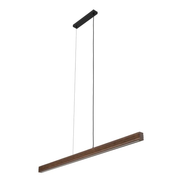 LED Pendelleuchte Holz Metall 3000K L:120,5 cm wohnlich