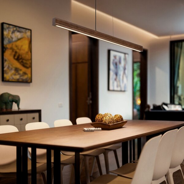LED Pendelleuchte Holz Metall 3000K L:120,5 cm wohnlich