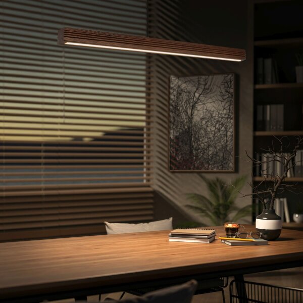 LED Pendelleuchte Holz Metall 3000K L:120,5 cm wohnlich
