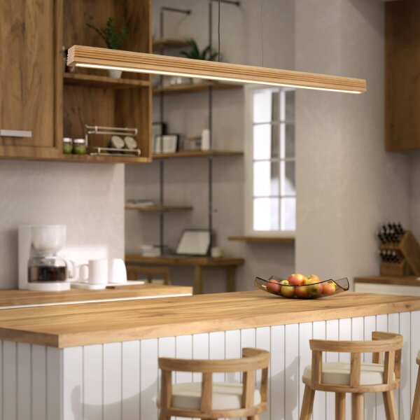LED Pendelleuchte Holz Kiefer Schwarz 3000K 160,5 cm