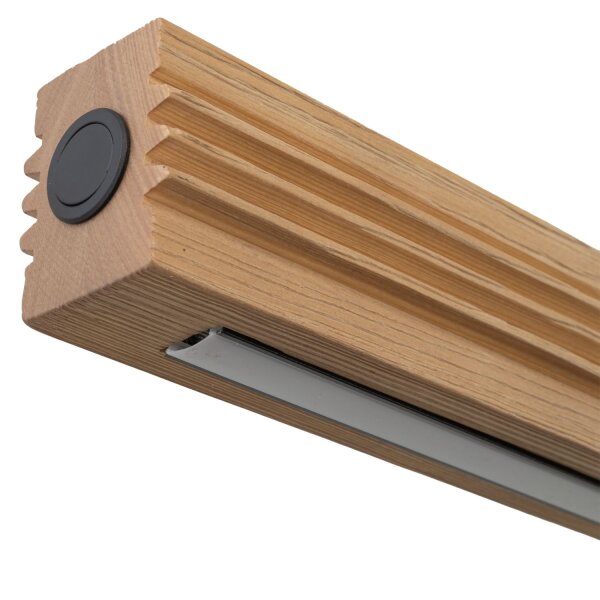 LED Pendelleuchte Holz Kiefer Schwarz 3000K 160,5 cm