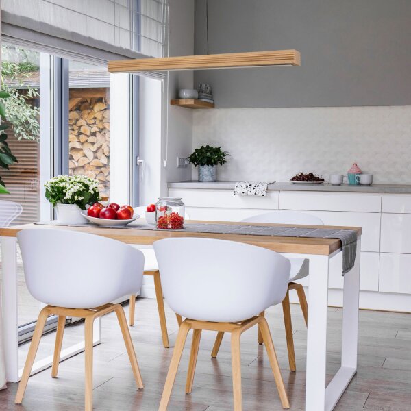 LED Pendelleuchte Holz Kiefer Metall 3000K 24W 120,5 cm
