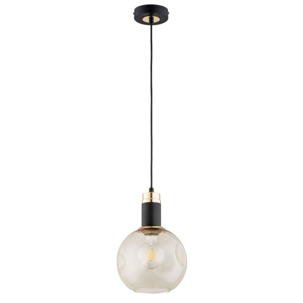Pendelleuchte Glas Schwarz Bernstein Gold E27 Ø20 cm