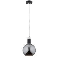 Pendelleuchte Glas Schwarz Chrom E27 &Oslash;20 cm wohnlich