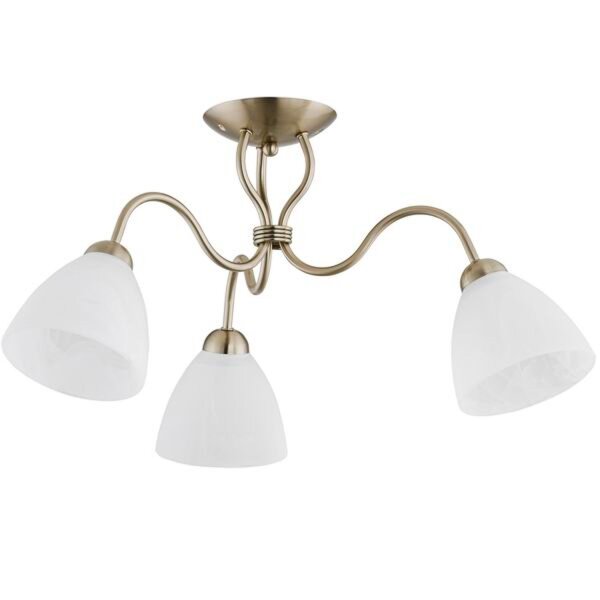 Deckenleuchte 3-flammig Glas Metall Messing E27 L:60 cm