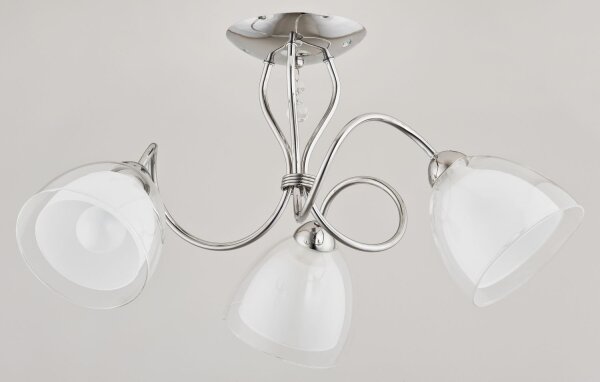 Deckenlampe Glas Metall Chrom 3-flmg E14 53 cm Vintage