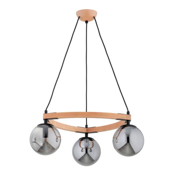 Hängelampe blendarm 3-flammig Holz Natur E14 B:52 cm