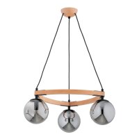 H&auml;ngelampe blendarm 3-flammig Holz Natur E14 B:52 cm