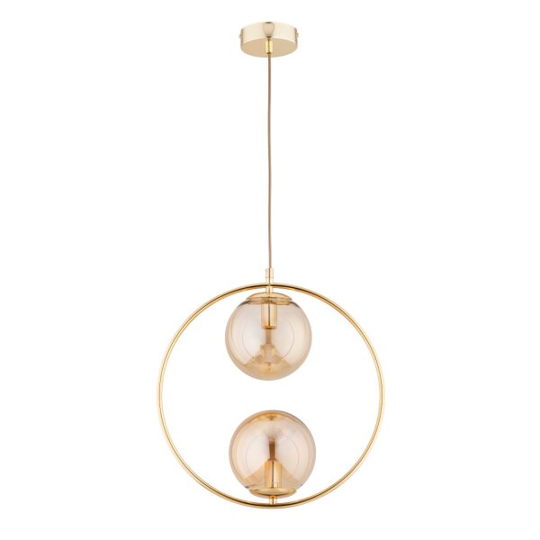 Hängelampe 2-flammig Glas Gold Bernstein E14 L:38,5 cm