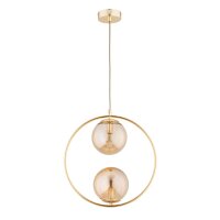 Hängelampe 2-flammig Glas Gold Bernstein E14 L:38,5 cm