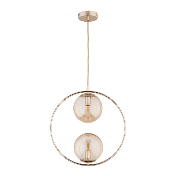 Pendelleuchte 2-flammig Glas Bernstein E14 L:38,5 cm