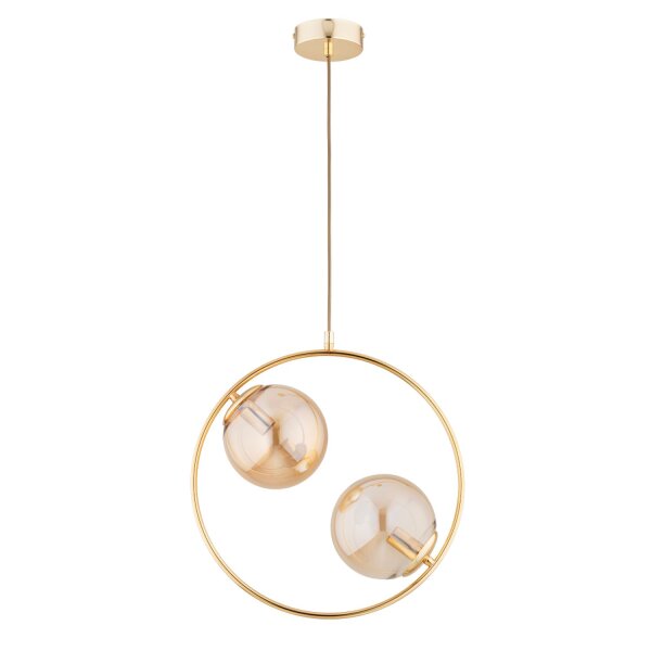 Hängelampe Glas Gold Bernstein 2-flammig E14 L:38,5 cm