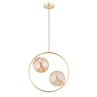 H&auml;ngelampe Glas Gold Bernstein 2-flammig E14 L:38,5 cm