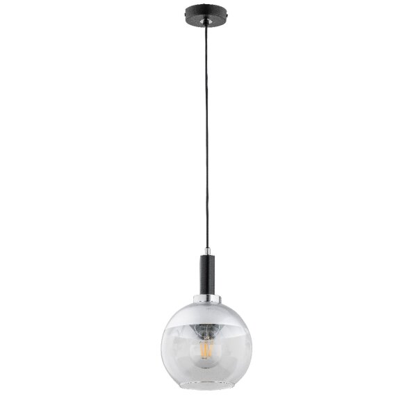 Hängelampe Glas Silber Klar E27 rund Ø18 cm Modern