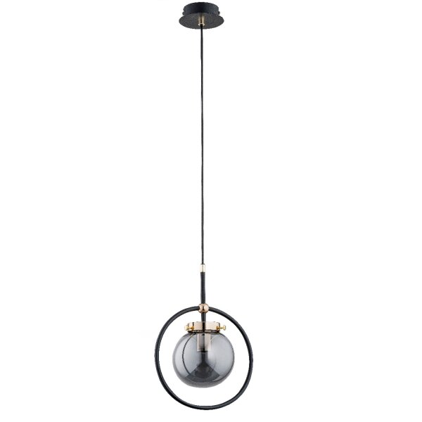 Pendelleuchte Glas Schwarz E27 L:24 cm Arm dekorativ