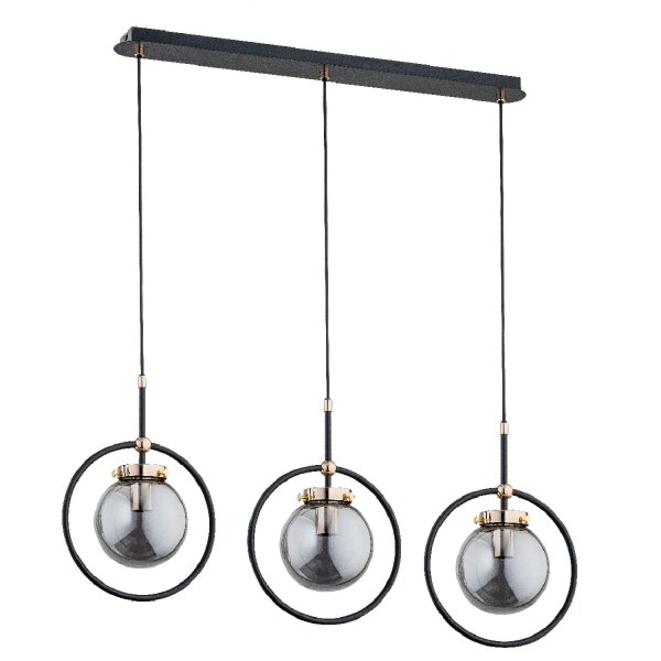Hängelampe 3-flammig Glas Schwarz E14 L:80 cm Modern