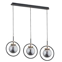 H&auml;ngelampe 3-flammig Glas Schwarz E14 L:80 cm Modern
