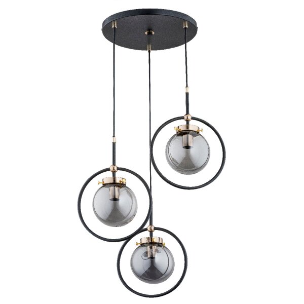 Pendelleuchte 3-flammig Glas Schwarz E14 L:40 cm Modern