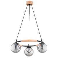 Hängelampe 3-flammig Holz Glas E14 L:54 cm dekorativ