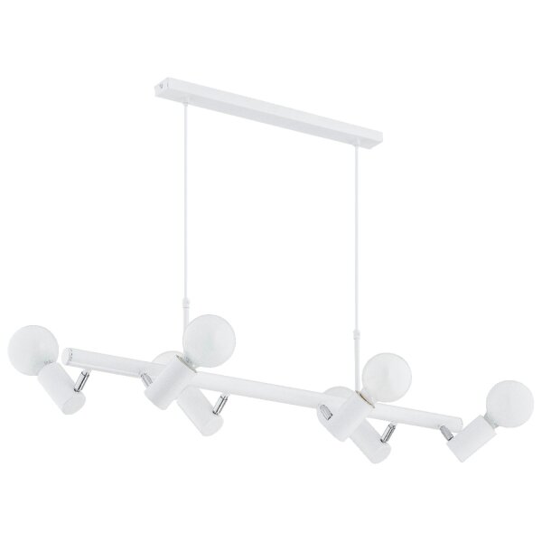 Pendelleuchte 6-flammig Weiß Metall E27 L:98 cm Modern