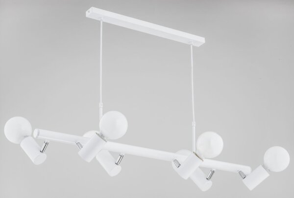 Pendelleuchte 6-flammig Weiß Metall E27 L:98 cm Modern