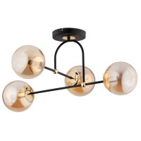 Deckenlampe 4-flammig Glas Schwarz Beige E14 L:68 cm
