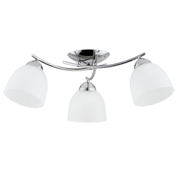 Deckenleuchte 3-flammig Glas Weiß Chrom E27 L:55 cm