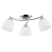 Deckenleuchte 3-flammig Glas Weiß Chrom E27 L:55 cm