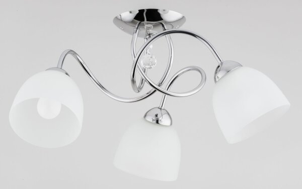 Deckenlampe 3-flammig Glas Weiß Chrom E27 B:55 cm Arm