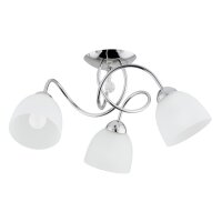 Deckenlampe 3-flammig Glas Weiß Chrom E27 B:55 cm Arm