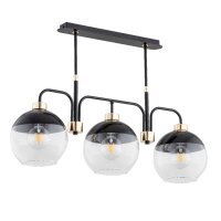 Deckenleuchte 3-flammig Glas Schwarz Klar E27 L:75 cm