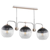 Deckenlampe 3-flammig Glas Schwarz Chrom E27 L:75 cm