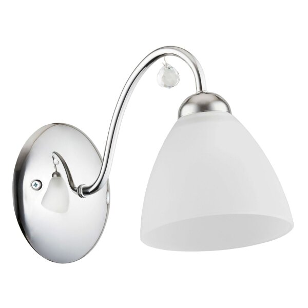 Wandlampe Glas Weiß Metall Chrom E27 B:13 cm Modern