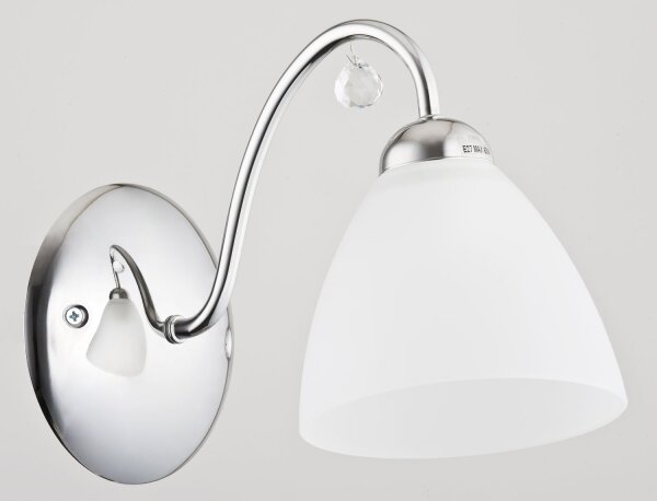 Wandlampe Glas Weiß Metall Chrom E27 B:13 cm Modern