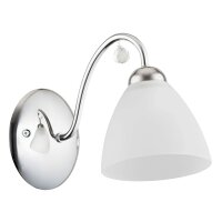 Wandlampe Glas Wei&szlig; Metall Chrom E27 B:13 cm Modern