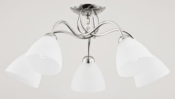 Deckenlampe blendarm 5-flammig Glas Chrom E27 L:61 cm