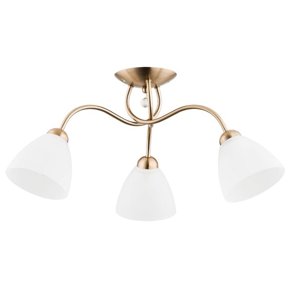 Deckenleuchte 3-flammig Metall Glas Messing E27 L:58 cm