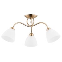 Deckenleuchte 3-flammig Metall Glas Messing E27 L:58 cm