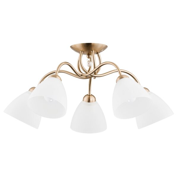 Deckenlampe 5-flammig Glas Metall Messing E27 B:61 cm