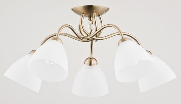 Deckenlampe 5-flammig Glas Metall Messing E27 B:61 cm