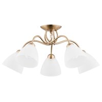 Deckenlampe 5-flammig Glas Metall Messing E27 B:61 cm