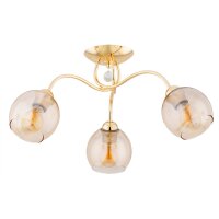 Deckenleuchte 3-flammig Glas Gold Beige E27 L:59 cm