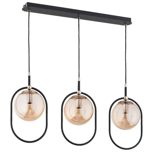 Hängelampe blendarm Glas Bernstein Schwarz E14 L:78 cm